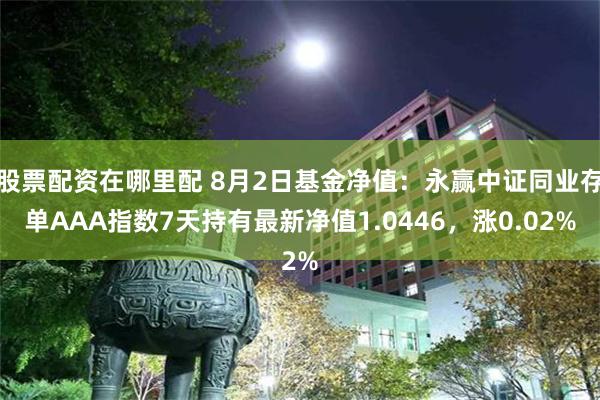 股票配资在哪里配 8月2日基金净值：永赢中证同业存单AAA指数7天持有最新净值1.0446，涨0.02%