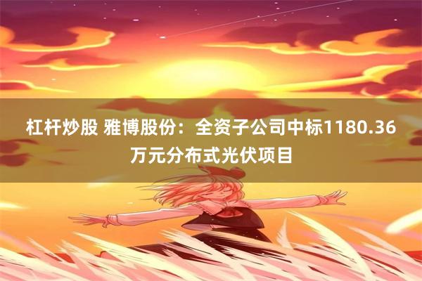 杠杆炒股 雅博股份：全资子公司中标1180.36万元分布式光伏项目