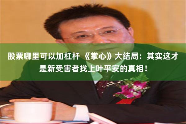 股票哪里可以加杠杆 《掌心》大结局：其实这才是新受害者找上叶平安的真相！